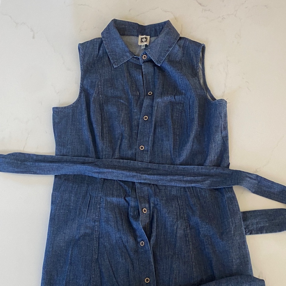 Anne Klein Blue Button-Up Dress
